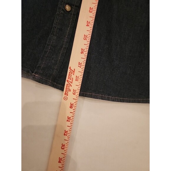 Wrangler Denim  Long Sleeve Button Up Shirt Mens Indigo Size M Pearl Snap Wester - Picture 9 of 10